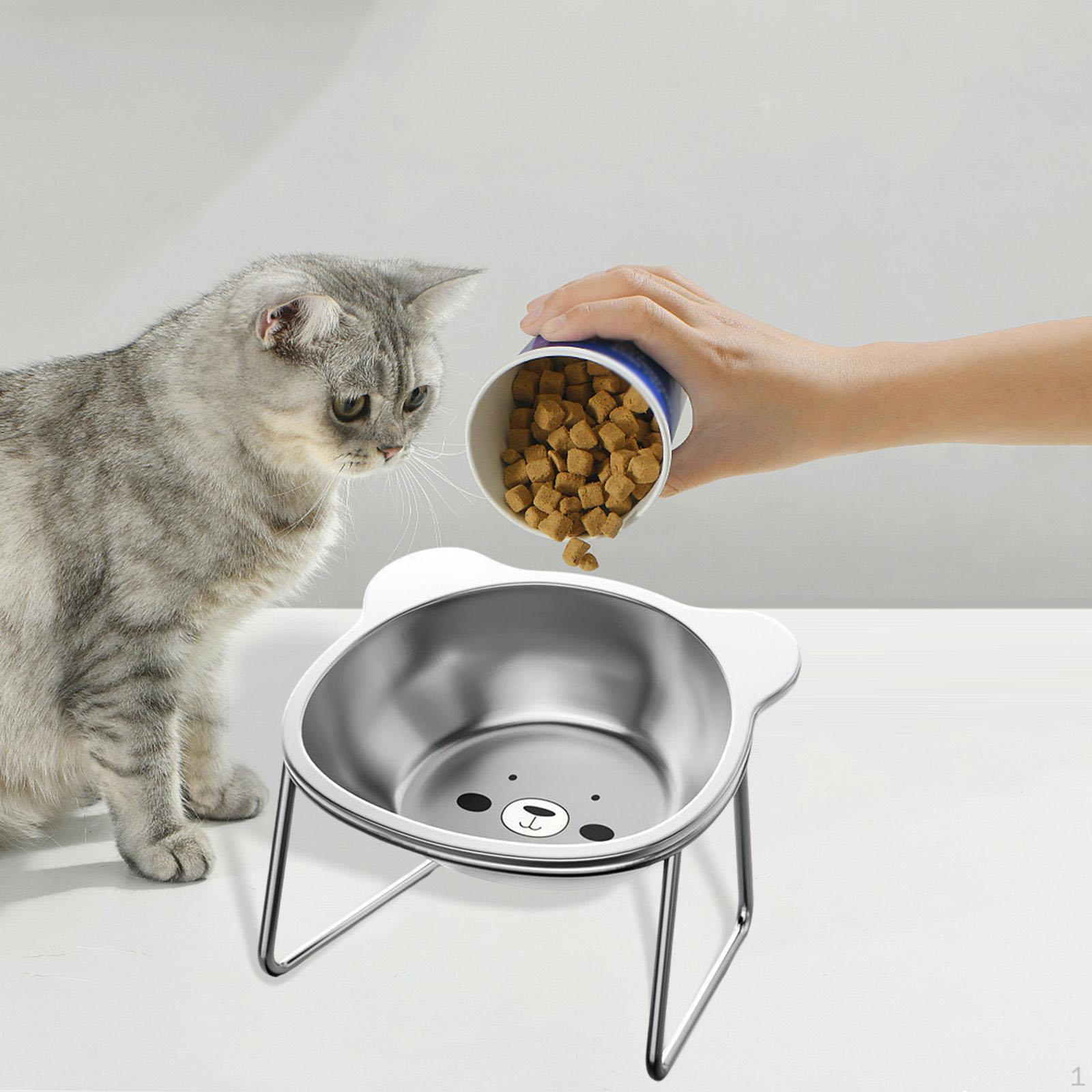 

Приподнятая миска для кошек, миска для воды и еды для собак, противоскользящая, наклоненная на 15°, устойчивая, приподнятая кормушка для домашних животных с подставкой для Bear