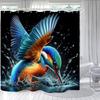 Bathroom Uses Hummingbird 3D Shower Curtain, Deluxe Bathtub Standard Shower Curtain, Waterproof and Bright Fabric Shower Curtain