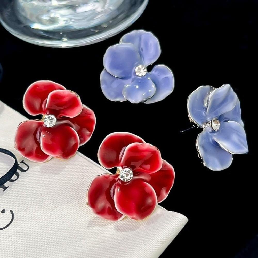 Jewelry Flower Earrings Petal Shape Enamel Petal Earrings Ins French Earrings  Wedding