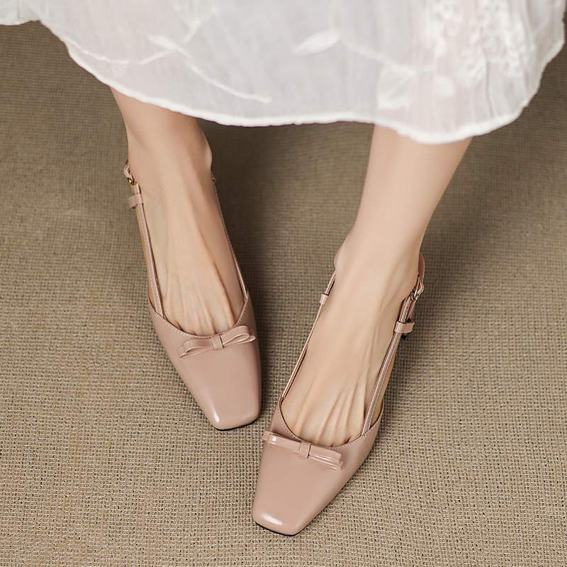 Krazing Pot Cow Skin Summer Size 42 Slingback European Design High Heels Women Superstar Square Toe Sandals