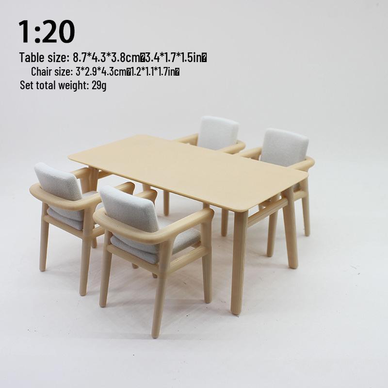 Miniature Dollhouse Dining Table and Chair Set - 12-Piece Scene Furniture Toy