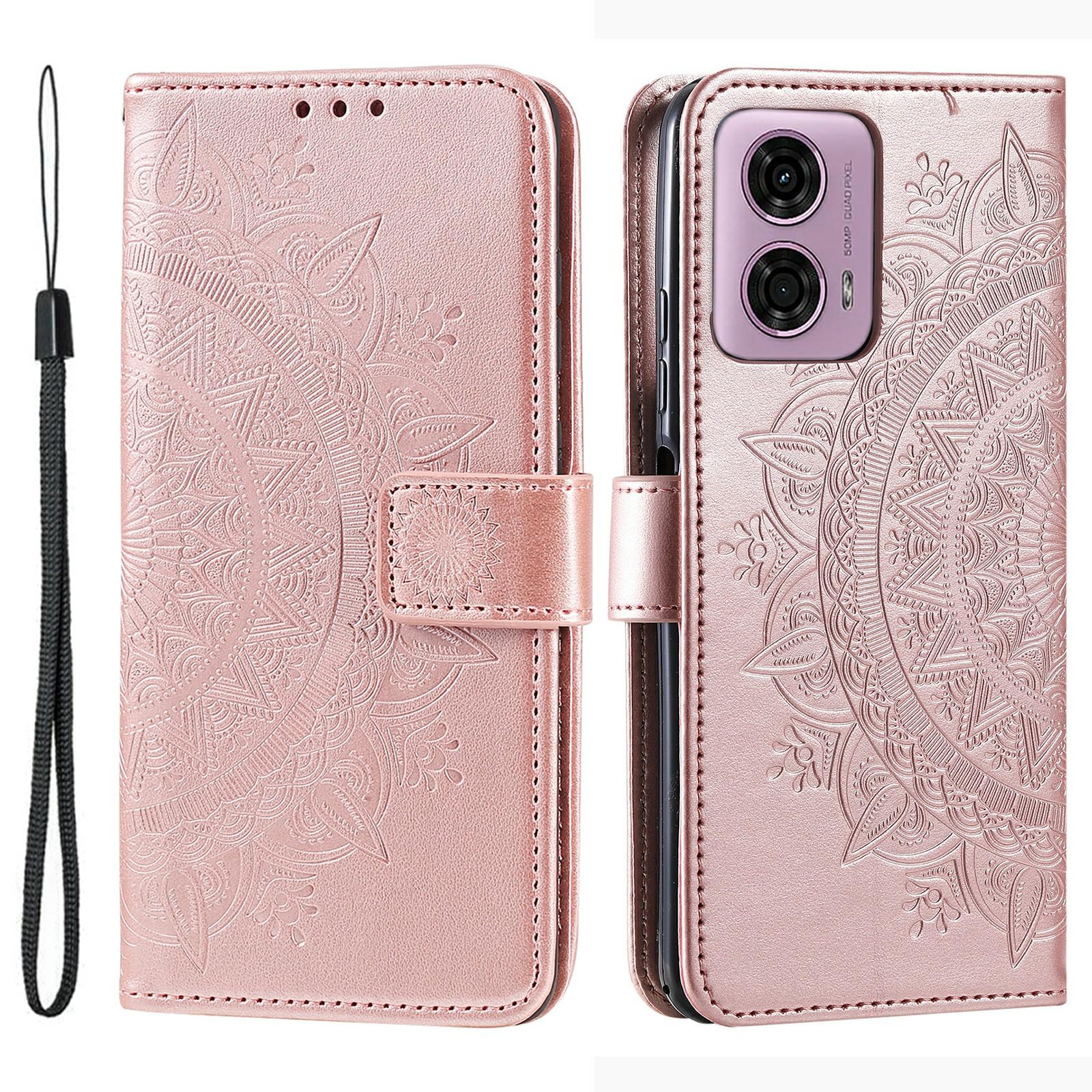 

For Motorola Moto G85 5G/S50 Neo 5G Case Imprinted Totem PU Leather Phone Cover Rose Gold