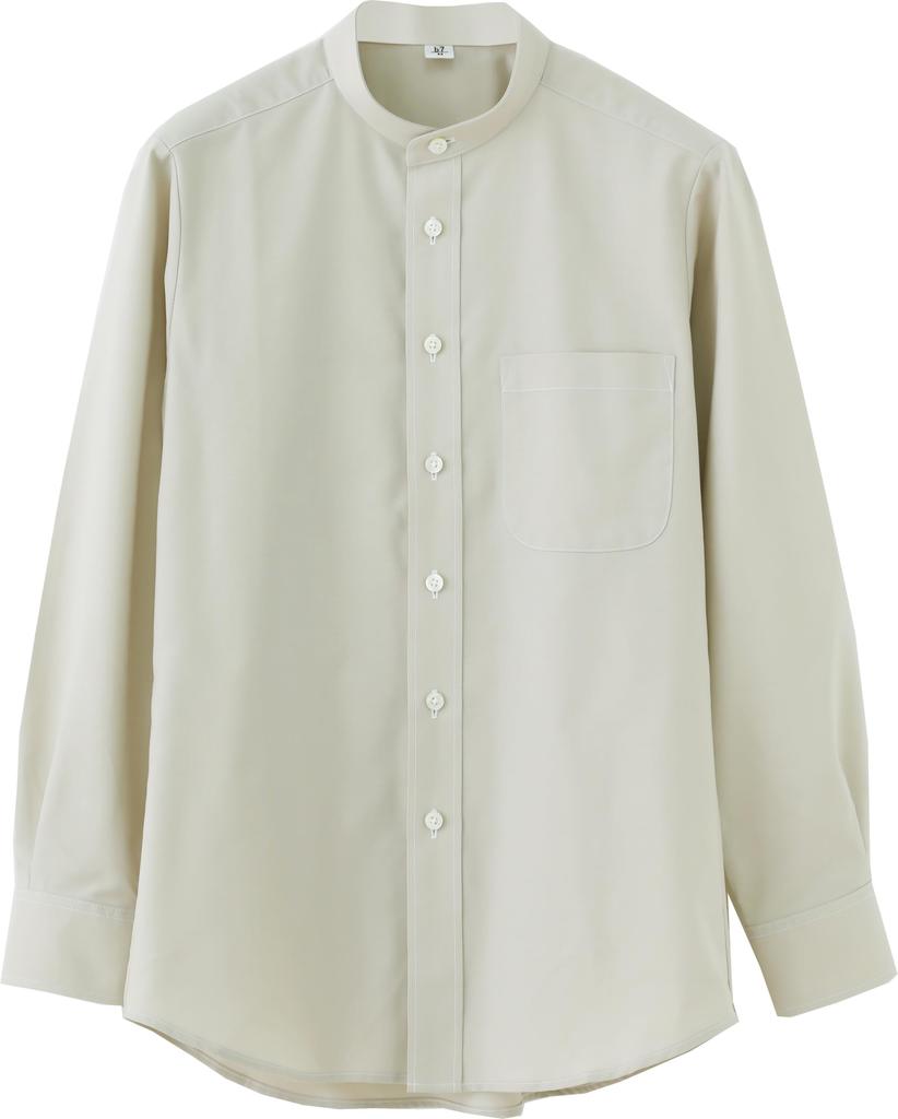 Seven Uniform GH7021-6 Long Sleeve Stand Collar Oxford Shirt, Beige, SS