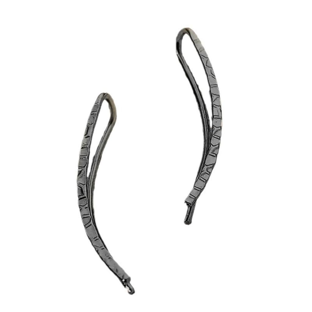 Minimalist Hammered Curved Bar Ear Cuff Stud Earrings Three Tone Option Women Simple Ear Jewelry