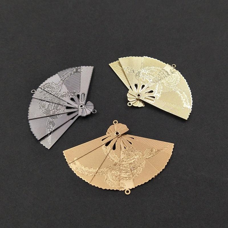 Mini faltbarer Ventilator Kupferblech Anhänger Klassischer aufklappbarer Phönix Ventilator Charms für DIY Ohrringe Anhänger Schmuckherstellung Zubehör
