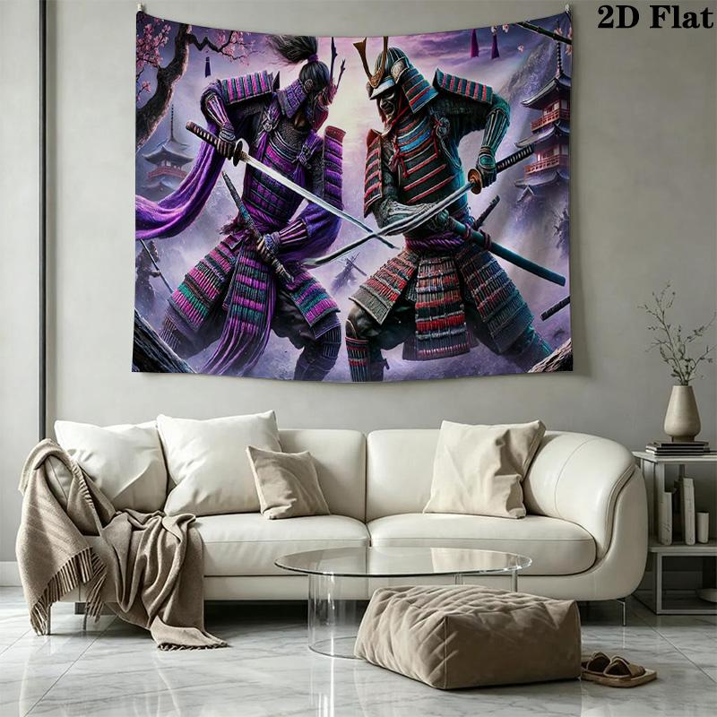 Samurai Wall Tapestry Aesthetic Wall Hanging Printed Fabric Blanket Decorative Tapestries for Bedroom Living Room Home Decor