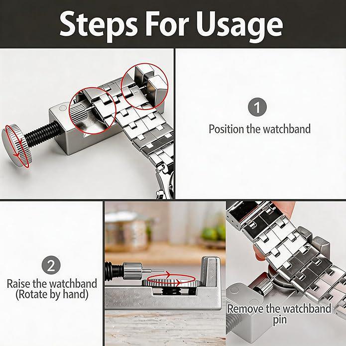 132-Piece Watch Repair Tool Set with Strap Remover and Hole Punching Tools