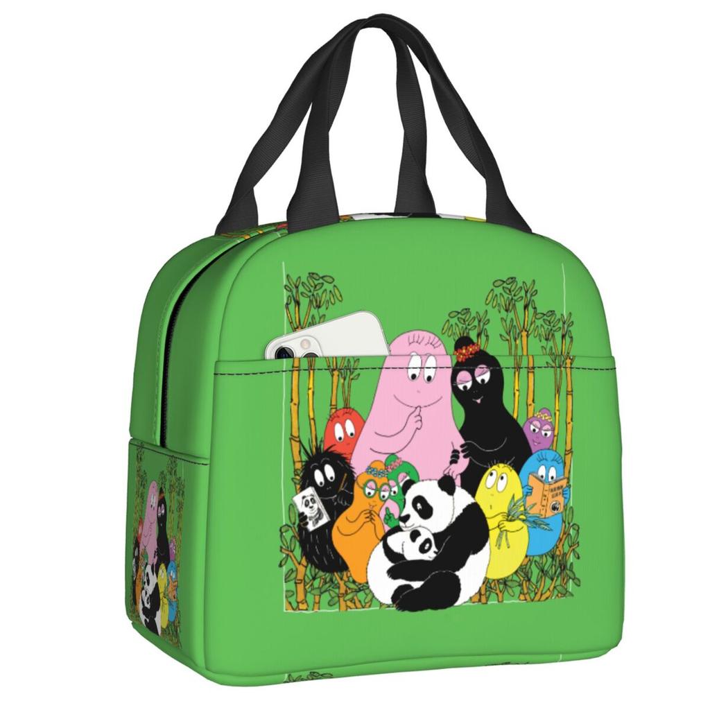 Custom Barbapapa Insulated Lunch Bag for Women Leakproof Cartoon Animated Film Cooler Thermal Bento Box Office Picnic Travel