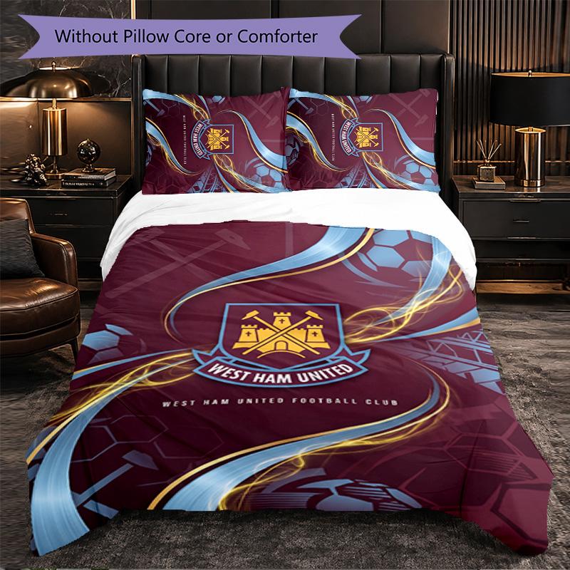 West Ham United Calcio Set Biancheria da Letto 3 Pezzi Morbido Set Copripiumino con Federe Set Decorazione Camera da Letto per la Casa