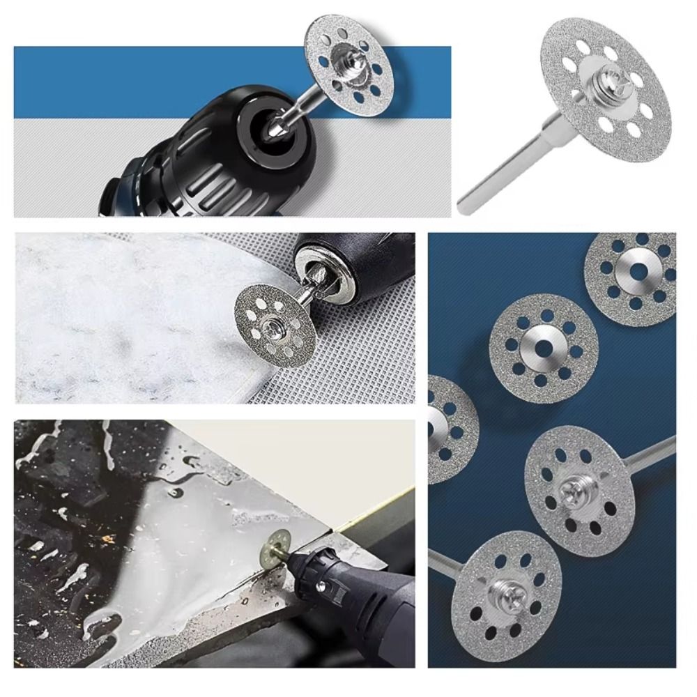 12Pcs 3mm Aperture Diamond Cutting Disc with Mandrel Grinding Wheel Electric Grinder Parts