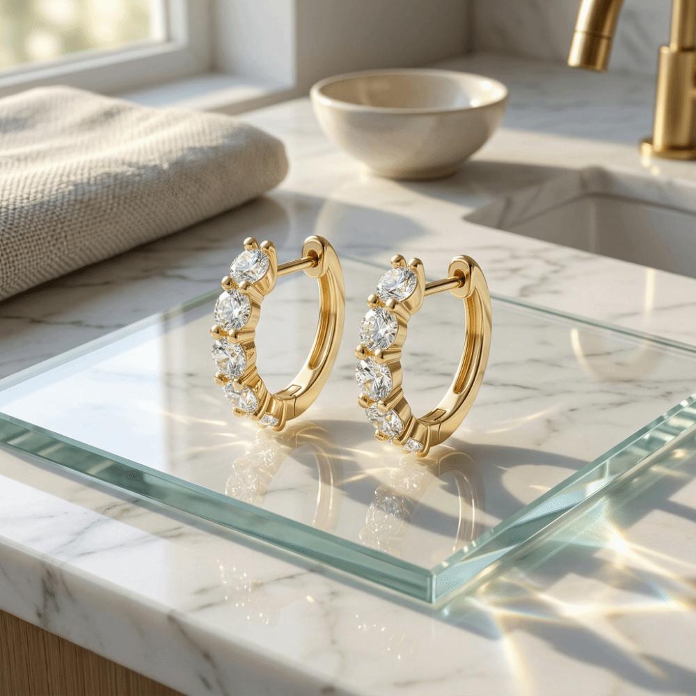 Temperament Crystal Studded Earrings Light Luxury Zircon Ear Stud Small Hoop Earrings  Wedding