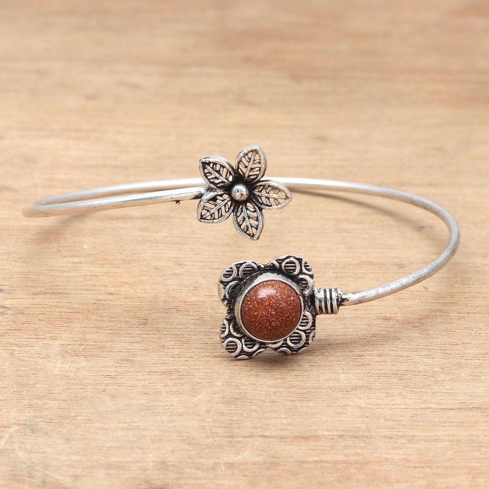 Red Sunsitara Gemstone Handmade Silver Jewelry Cuff Bracelets 7''Adjustable