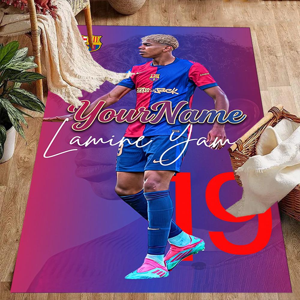 Green Sports Poster Design Customizable Name Area Rug Suitable for Bedrooms Hallway Entryway Outdoor Antislip Carpet Anime Office Decor