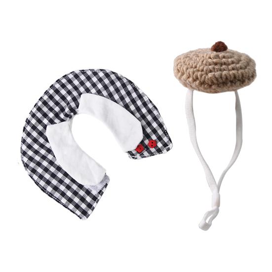 Set Hamster Clothes Knitted Hat Strap Crochet with Adjustable Top Hamster Guinea Pig Small Animals A