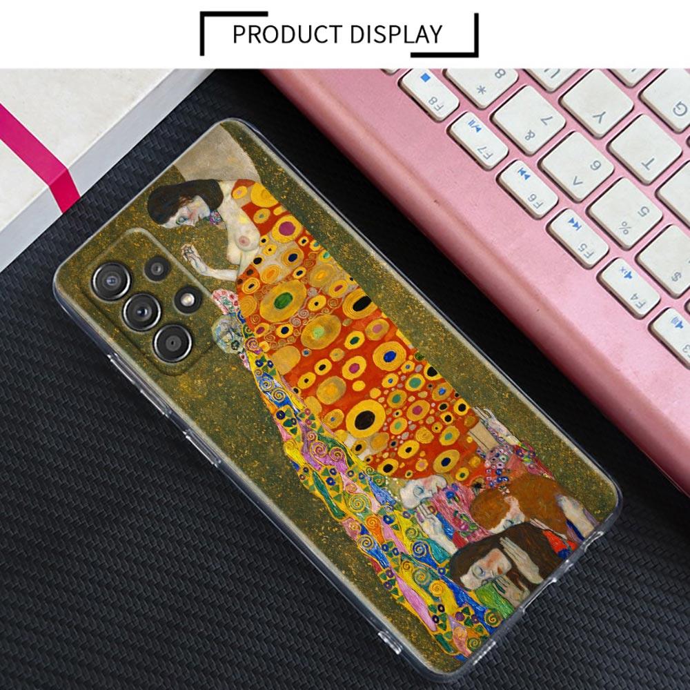 Kiss by Gustav Klimt Golden Freya's Tears Clear A55 Cases For Samsung Galaxy A52 5G A53 A72 A54 A73 A33 A32 A23 A35 Phone Cover