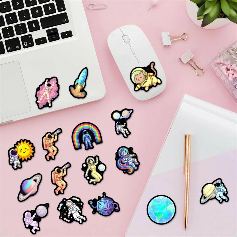 50PCS Cartoon Space Astronauts PVC Sticker Aesthetic Colored DIY Sticky Decoration Scrapbooking Hand Accounting Supplies