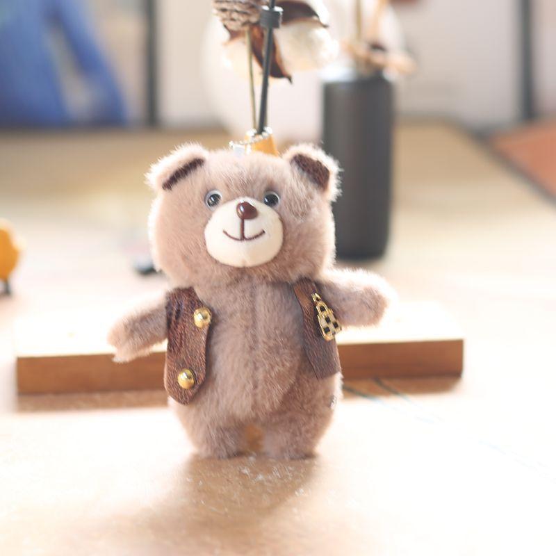 Cute Cute Little Bear Pendant Plush Toy Doll Vest Bear Bag Hanging Keychain Rag Doll Doll