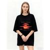 Oversized T Shirt Black World Peace Nuclear Explosion Print Graphic Tee Casual Streetwear Unisex Fashion Top Summer Outfit