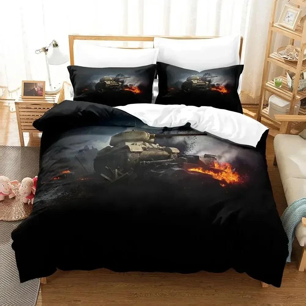 Tank Duvet Cover Set King Size War Theme Bedding Set Dirt Bike Quilt Cover for Kid Boys Men Comfortable Microfiber Quilt Cover