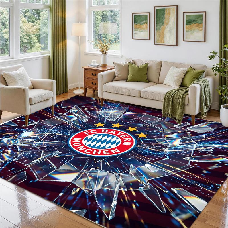 Bayern Munich Design Crystal Velvet Rug Soft Decorative Mat for Bedroom Entrance
