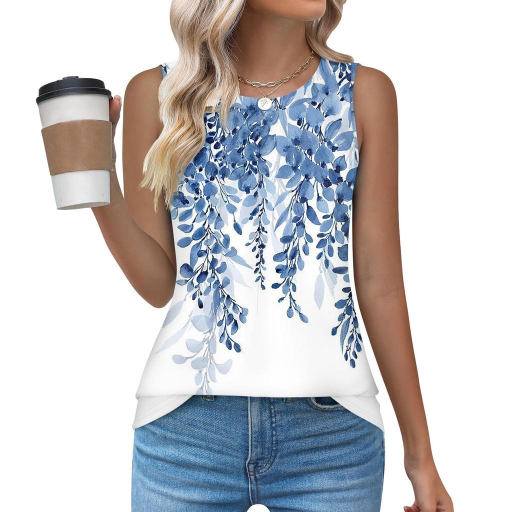 Womens Casual O Neck Loose  Sleeveless Top T-shirt  Summer Tank Tops For Women Tank Camisole Sleeveless Basic Tops