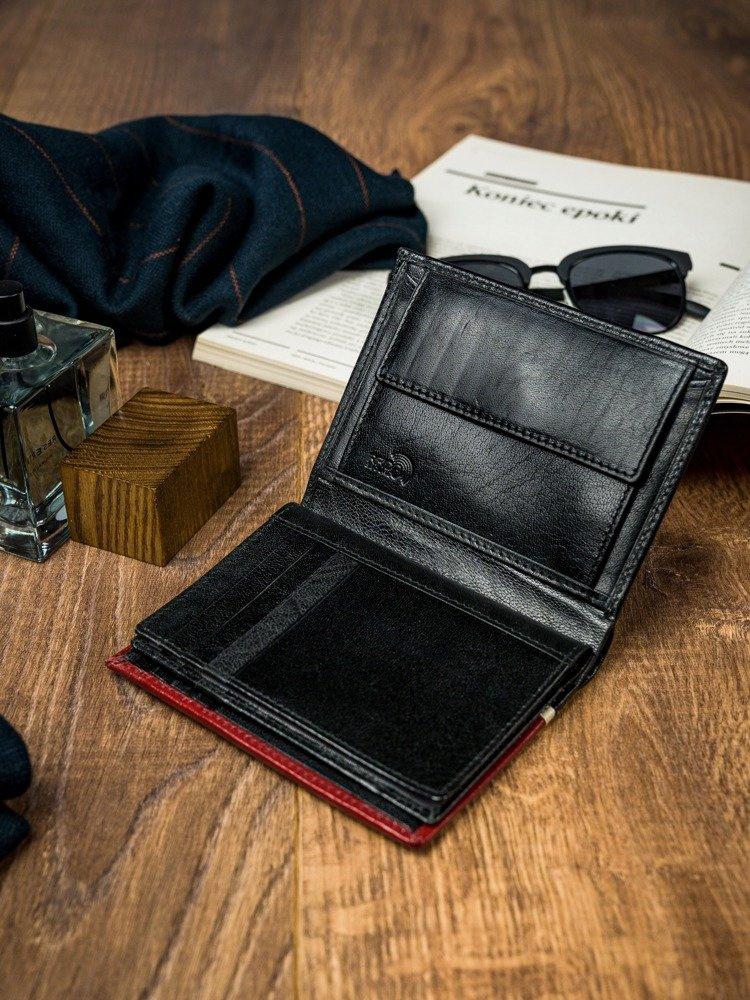 Vertical, two-tone men's wallet made of genuine leather - Rovicky