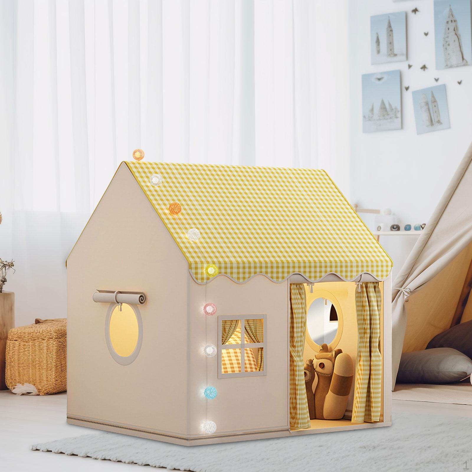 

Детская палатка для дома, игровой домик с дверью и окном, переносной замок для мальчиков и девочек жёлтый