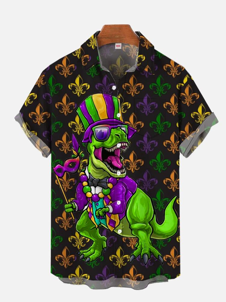 Trendy Hawaiian Short-sleeve Shirt with Skull & Tropical Leaf Prints, Casual Wear.