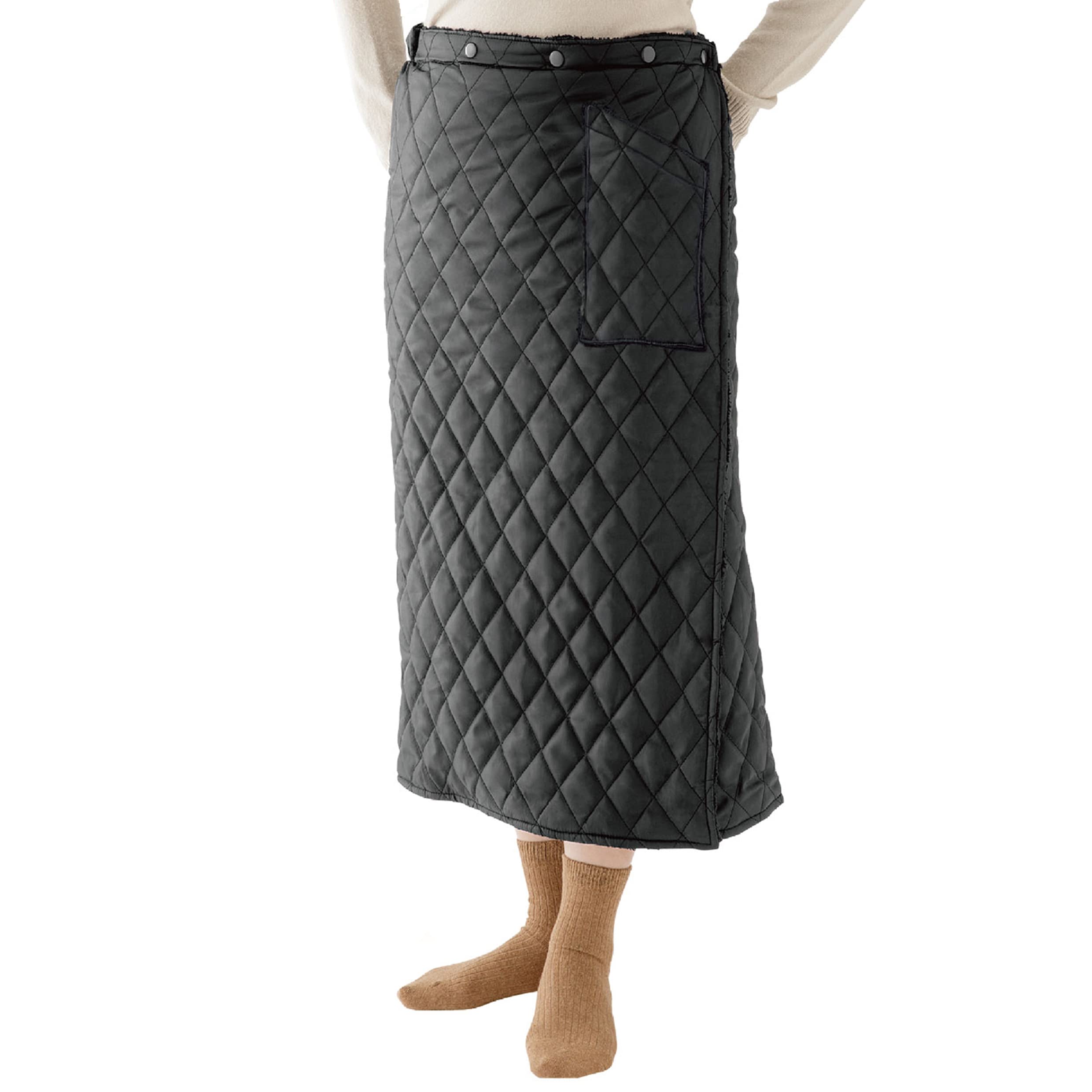 

CLEAN HOUSE Длинная черная юбка-запаска, 80 см, размеры S-L, на стеганой подкладке, с карманами и пледом