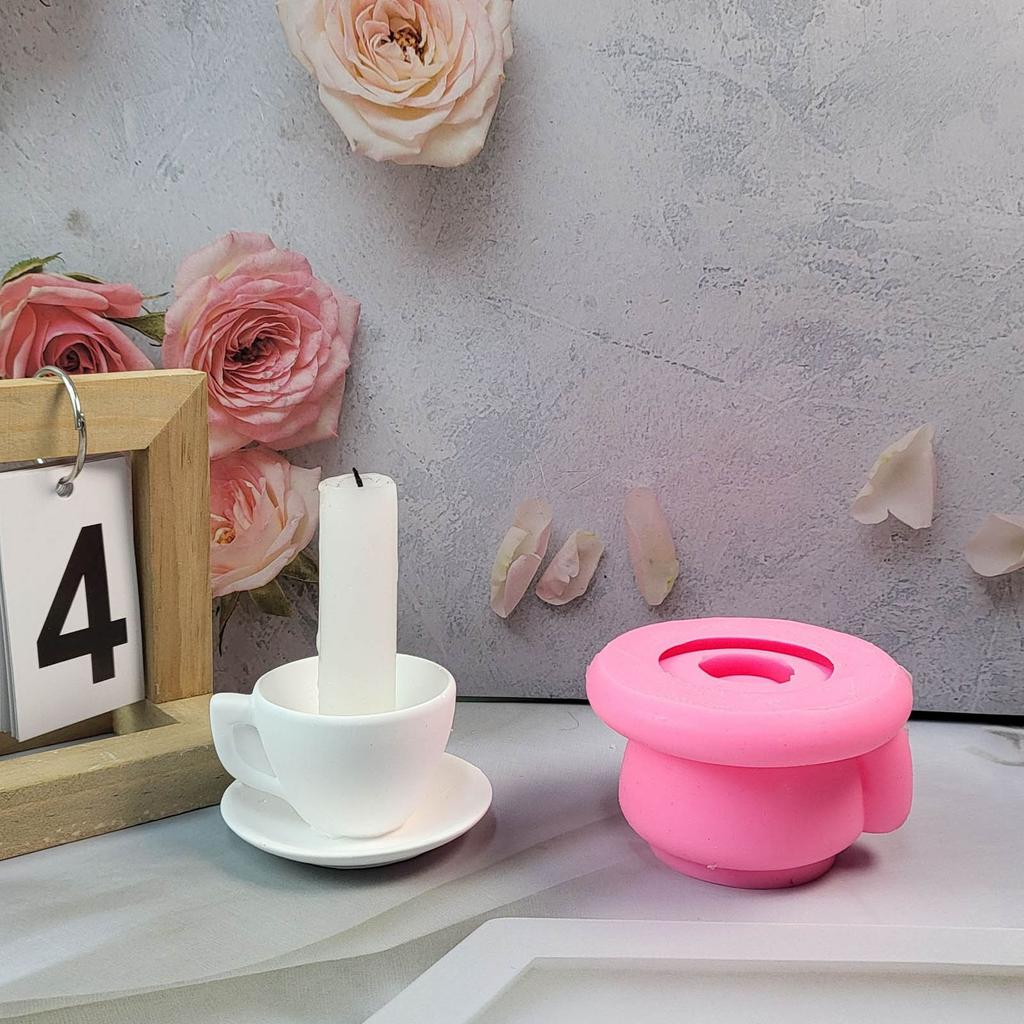 Teacup Candlestick Molds Aroma Candle Holder Silicone Molds Resins Concrete Castings Moulds for Table Decorations