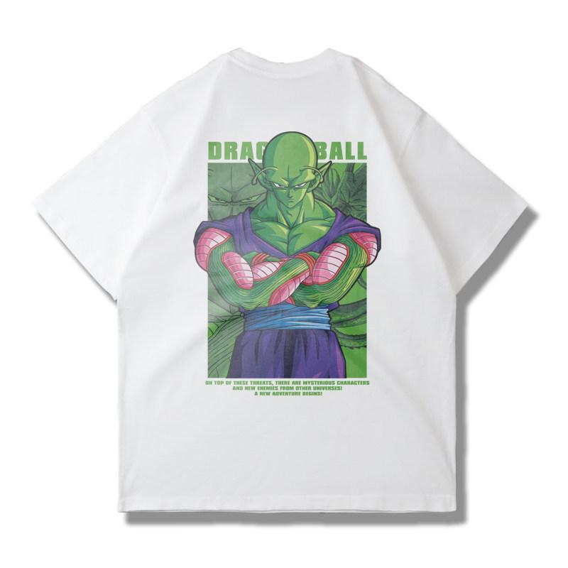 The Anime Dragon Ball Collaboration Black Goku Shortsleeved Tshirt for Men and Women in Loose Black and White for Summer
