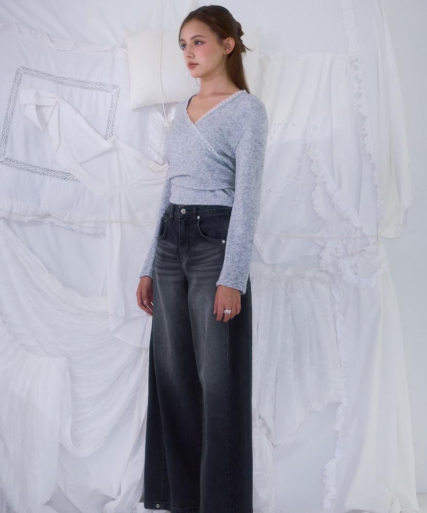 ROSEFRANTZ Lace Line Wrap Long Sleeve [Gray]