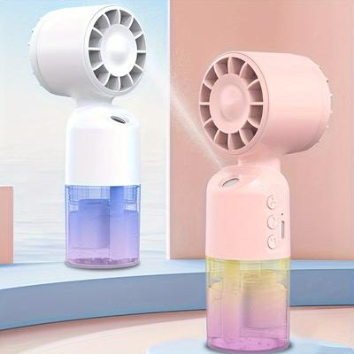Portable Mini Fan With Mist Sprayer, USB Rechargeable, 3 Speed Settings, Handheld, Summer Essential, Ideal For Travel & Outdoor Activities