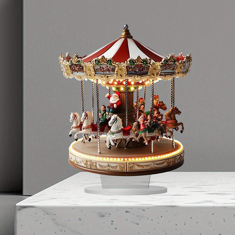 2D Platt Jul Merry Karusell Julscen Festivaldekor Sovrum Kontor Skrivbordsprydnader Hemdekoration Julklappar
