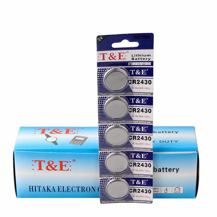 T&E CR2430 3V Button Battery for Remote Controls and Car Keys