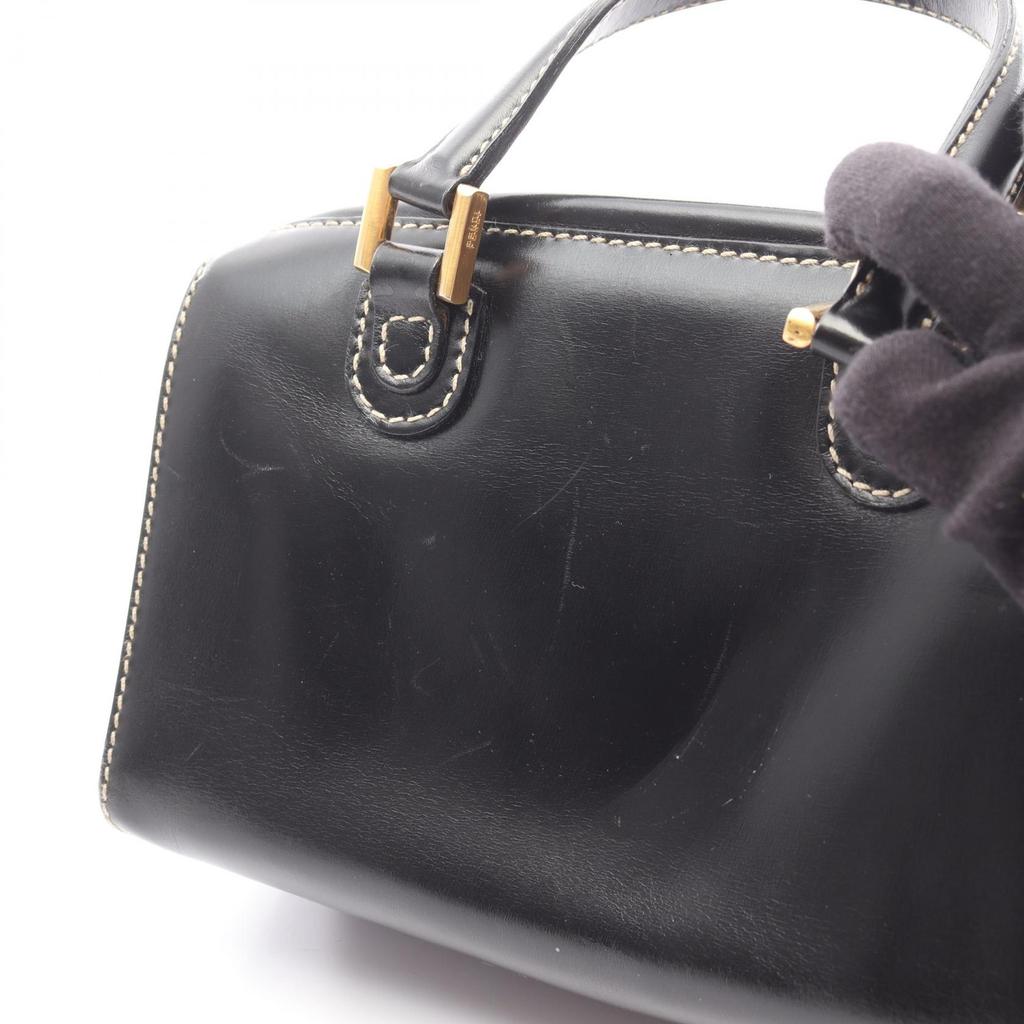 Used FENDI Handbag Leather Black Used Women