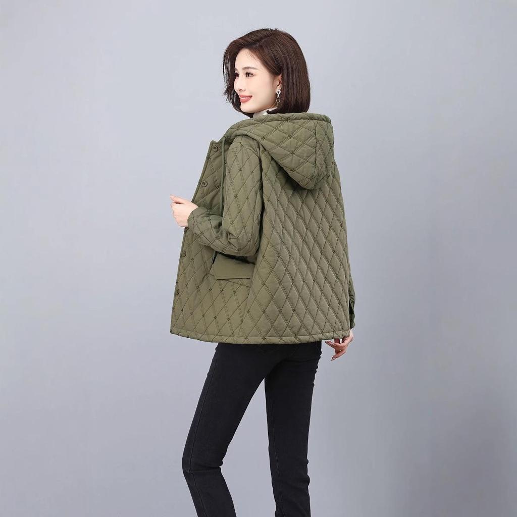 Damen Baumwollmantel mit Kapuze in Übergröße - Winter 2024 Kurzstil für Mittelalte & Ältere