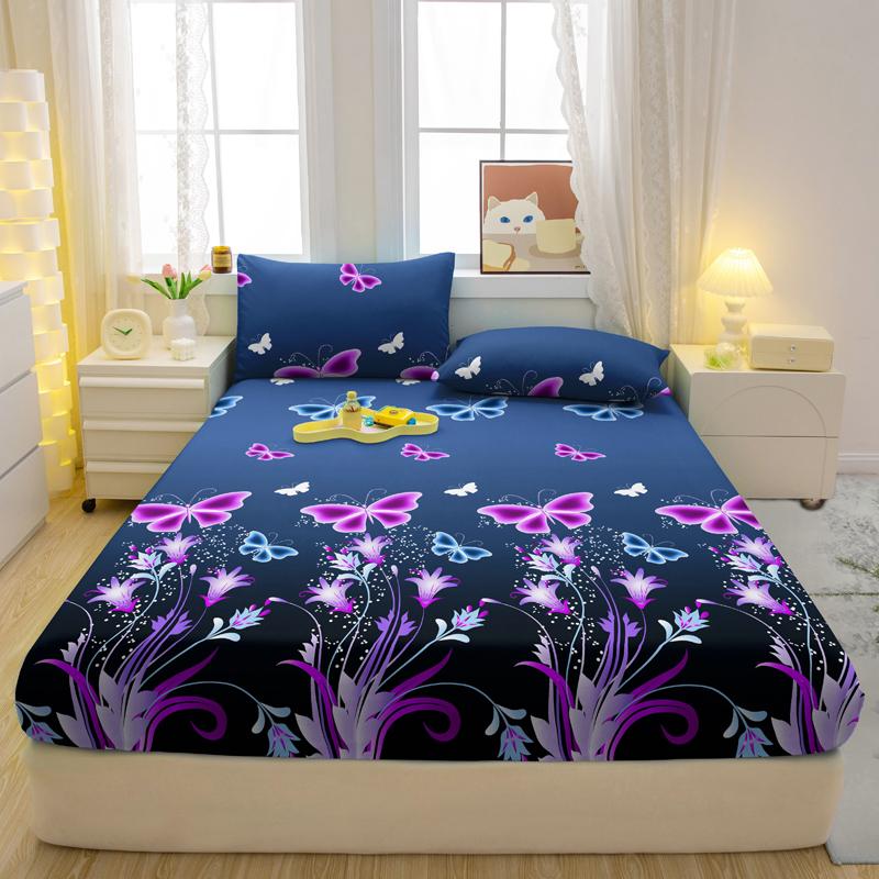 

3-piece Simple modern butterfly pattern matte three piece fitted sheet set, bedroom printed bed cover set, bedding 90x200cm
