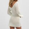 Women's Solid Color Knitted Beach Bikini Swimsuit Hoodie Sunscreen Dress Beach Skirt