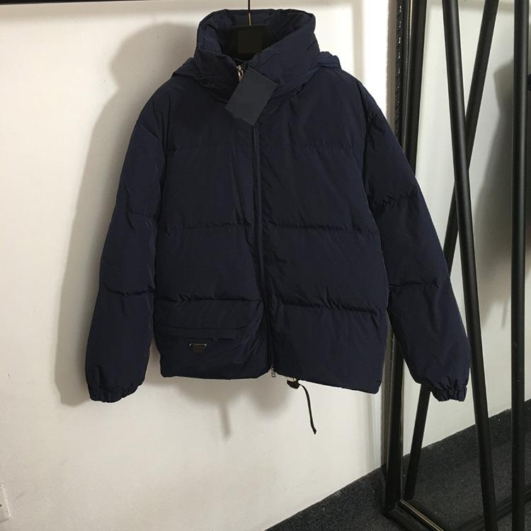 Autumn South Oil Season New Triangle Mark Decorative Pocket Hat Can Store Long Sleeve Hooded Down Jacket