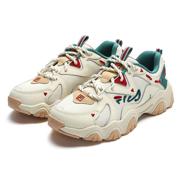 FILA Fluid 4 Fabric Synthetic Leather Fashion Retro Sports Low-Top Lifestyle Shoes Women sneaker Beige F12W312101FCC