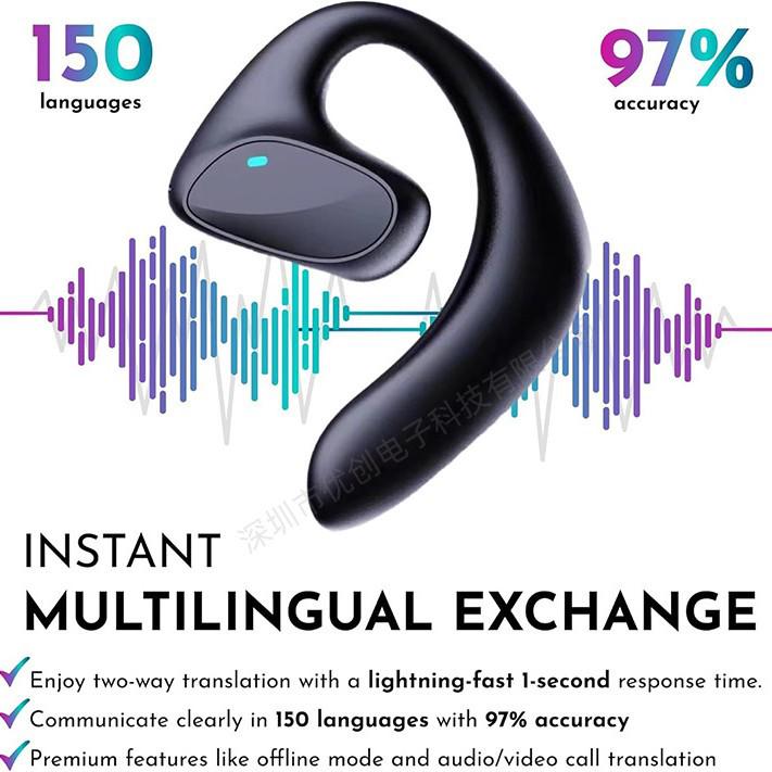 AI Translation Bluetooth Earphones with Long Battery Life, Active Noise Cancellation, Ultra-long Standby, and Permanent Free Translation