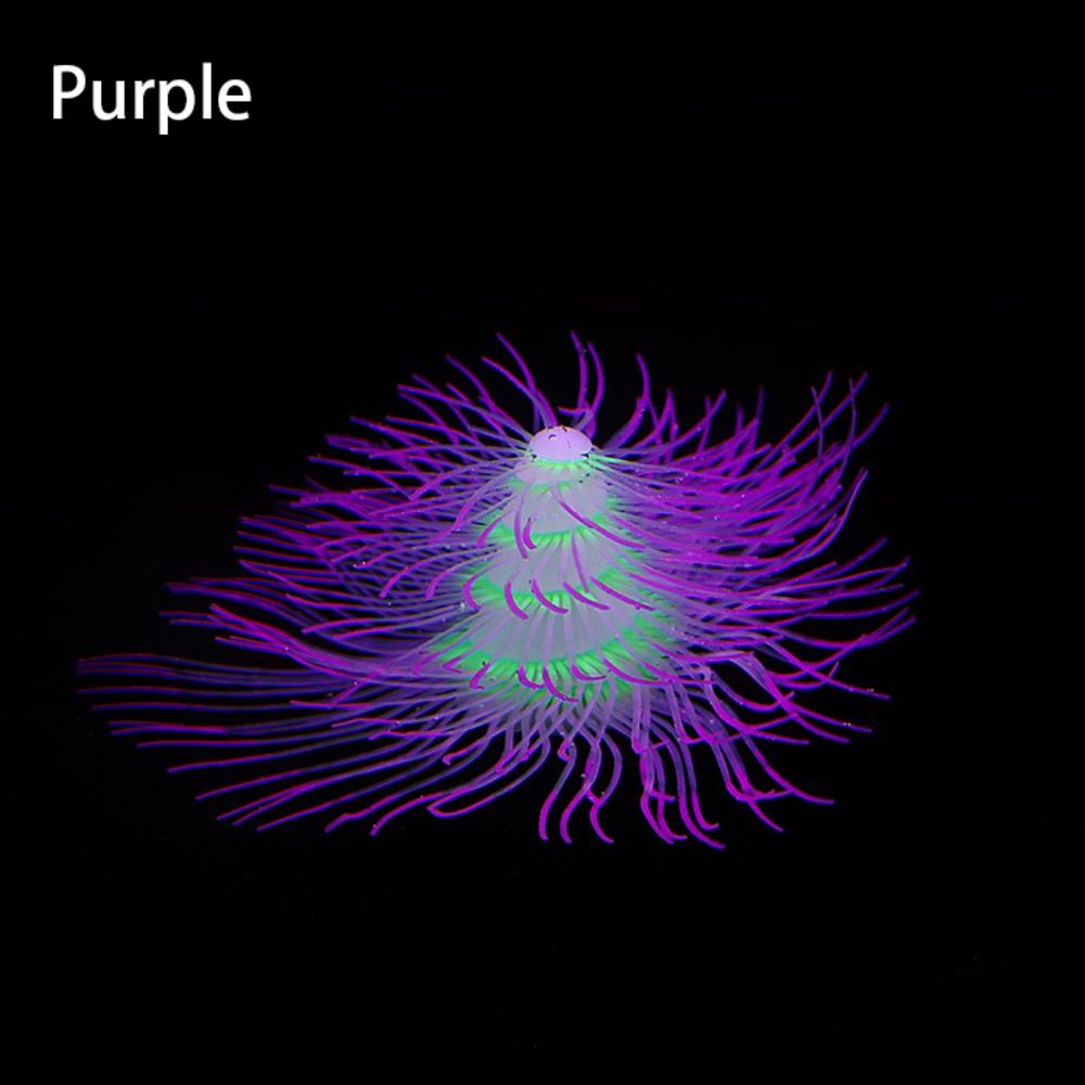 Silicone Imitation Coral Christmas Tree Shape Fluorescent Aquatic Plant Coral Decoration Accessory Six Gorgeous Colors