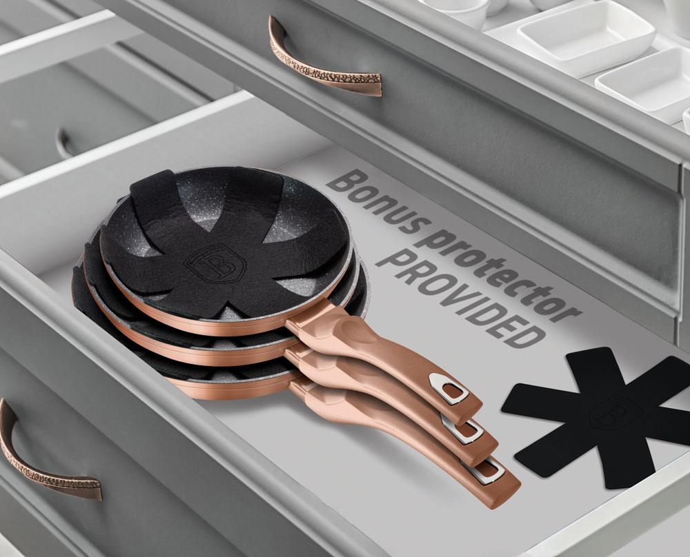 Patelnia z powłoką granitową 20cm BERLINGER HAUS Metallic Rosegold Line BH-1508NPR