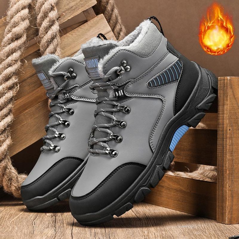 Winter Padded Warm Cotton Shoes 48 Large Size Outdoor Hiking Shoes Thick Bottom Snow Boots High Top Men's Shoes Comfortable Minimalist Versatile Shoes