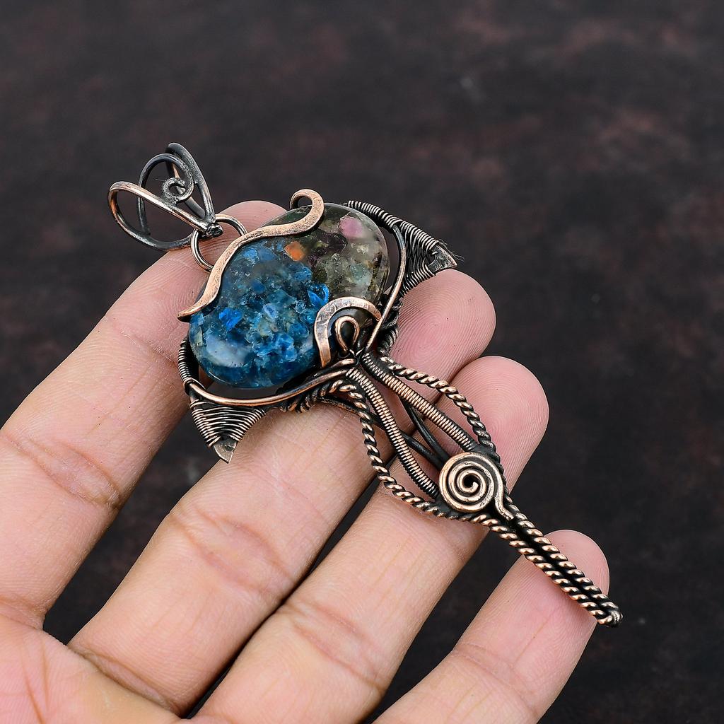 Watermelon Tourmaline Pendant Copper Wire Wrapped Gemstone Pendant Antique Pendant Copper Jewelry Gift For Him Handmade Wire Wrapped Jewelry