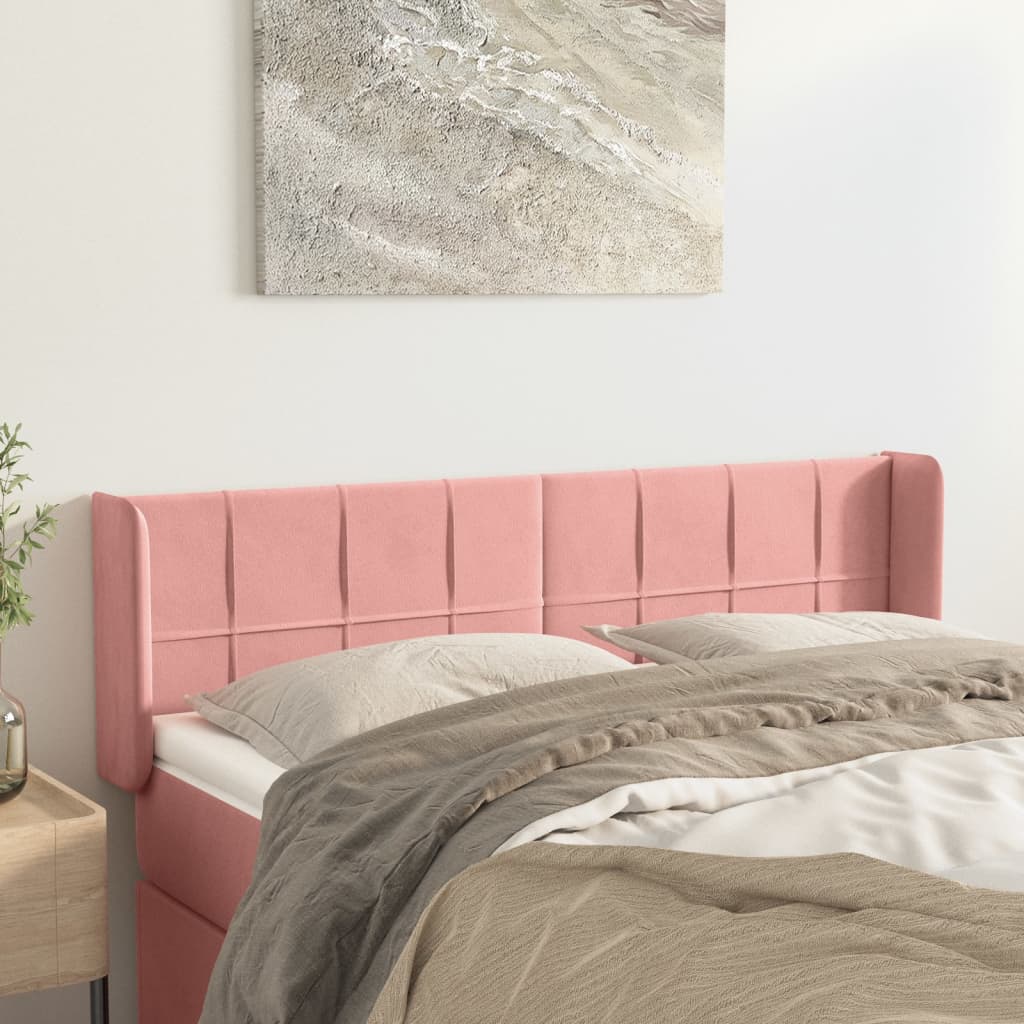 Headboard with Ears Pink 147 X 16 X 78 88 Cm Velvet