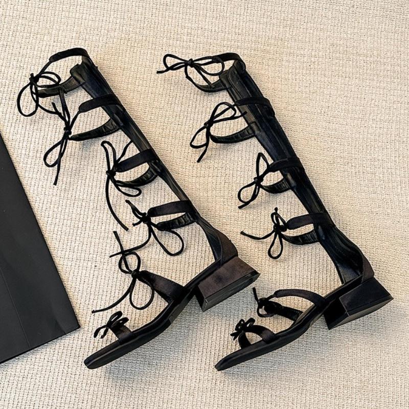 Fashion Sexy Black Bow Brand Wedge Sandals Women Fashion Square Toe Back Zipper Designer Shoes Summer Comfortable Open Toe Beach Sandals