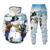 3D Print Hoodies Suit Christmas Santa Claus Man Woman Tracksuit Pants 2pcs Sets New Year Holiday Party Casual Pullover Oversized
