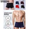 Männer Sexy Boxer Unterwäsche Unterhose Blau Schwarz L XL XXL 3XL Seidig Cool Atmungsaktives Mesh Casual Sport Mode Fitness Lüften